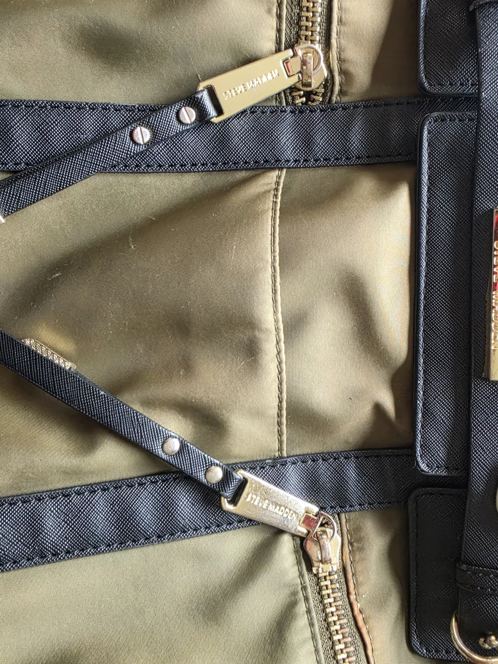 Steve Madden Olive Green Nylon Backpack with Black Trim